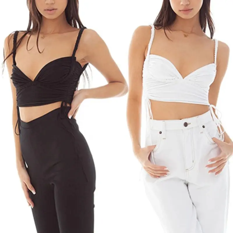    v  ũ ڸ ž Ruched Drawstring Backless Camisole İƼ Ʈ    Clubwear