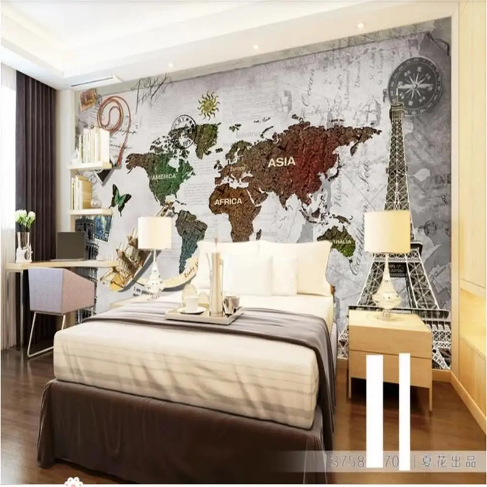 

custom 3d photo wallpaper livingroom mural world map European architecture picture sofa backdrop non-woven wallpaper for wall 3d