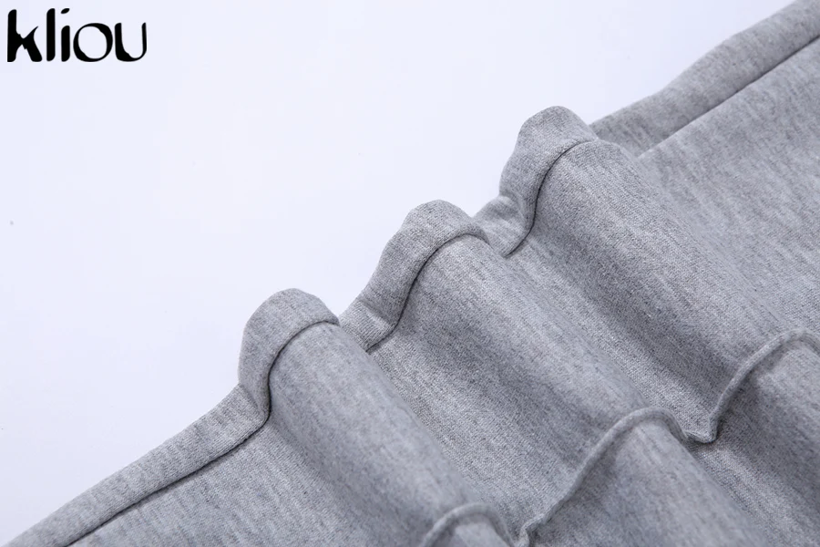 Kliou хлопок сплошной длинный рукав комплект из двух частей Drawstring с капюшоном топы Женский спортивный костюм облегающие длинные брюки повседневные женские костюмы