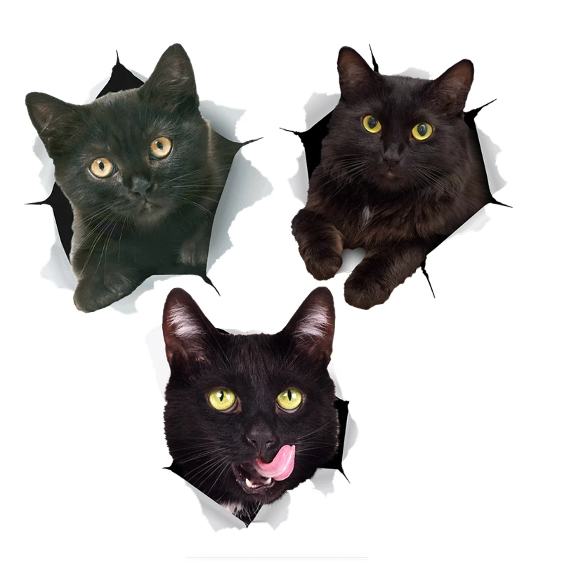 

3D Black Fat Cat Sticker for Car Bumper Sticker Decal for Toilet Refrigerator Kitchen Cabient Window Door Car Decal