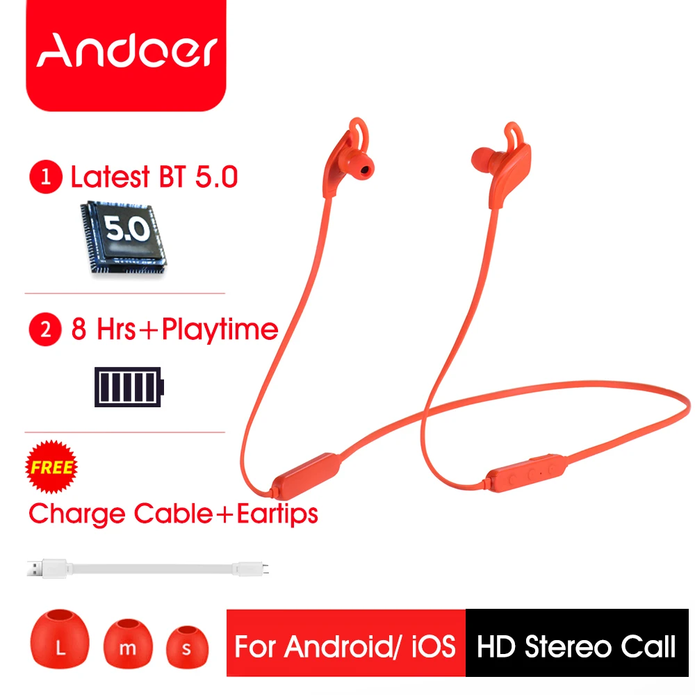 Беспроводные bluetooth-наушники Andoer D1 Bluetooth 5 0 с микрофоном | Электроника