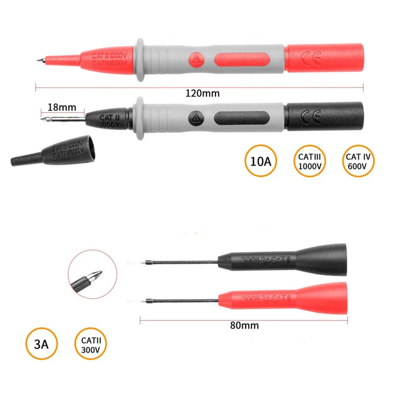 Multimeter Needle Tip Probe Test Leads Universal Digital Multi Meter Tester Wire Pen 4Mm Banana Plug Alligator Clip