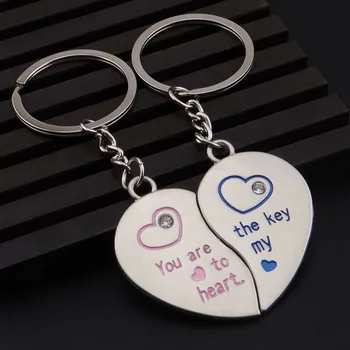 

FREE SHIPPING by FEDEX 100pairs/lot 2019 New Design You Are the Key to My Heart Couple Keychains Metal Heart Keyrings for Lovers