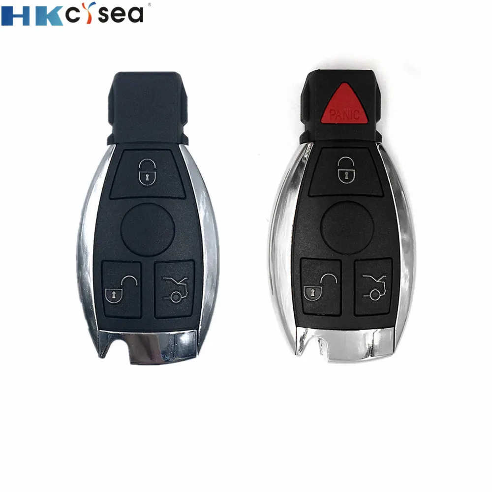 

HKCYSEA 3 3+1 Panic Button Smart Remote Car Key NEC BGA 315/433MHz for Mercedes Benz MB with Battery Holder and Metal Blade