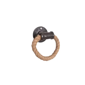 

American Country Style Wrought Iron Personality Creative Water Pipe Hemp Rope Pull Hand Pull Ring Small Handles Furniture Knobs