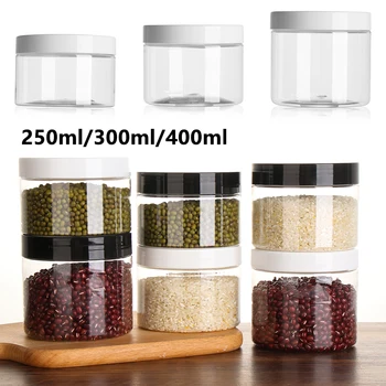 250/300/400ml vuoto di plastica trasparente trucco cosmetico vaso trasparente crema per il viso campione vaso scatola di Gel bocca larga contenitore per alimenti bottiglia vuota 1
