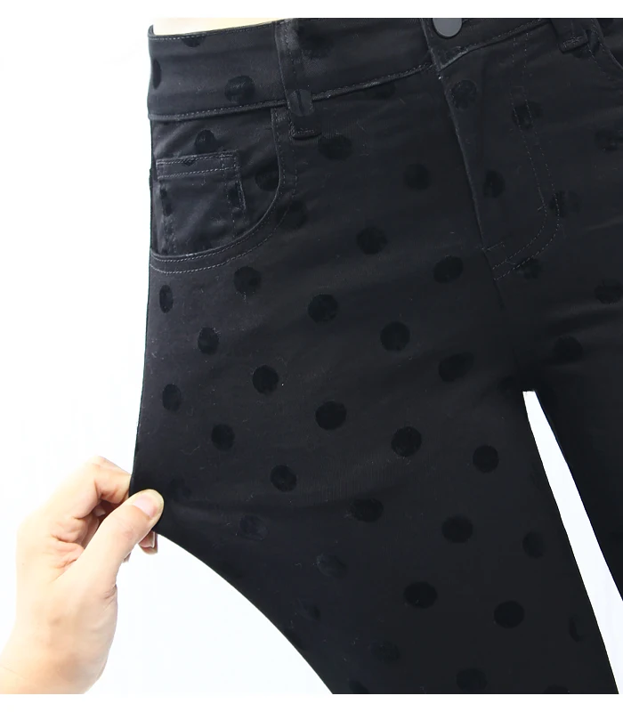 2225 Youaxon Новое поступление, черные джинсы в горошек, женские Стрейчевые джинсы С 5 Карманами, обтягивающие брюки, джинсы для женщин