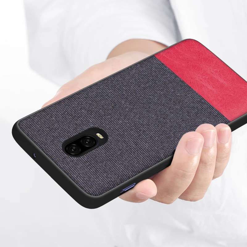 

For Oneplus Shockproof Cloth Fabric Back Cover Silicone Soft Edge Protect Case For 7 Pro 6T 5T Mobile Cases