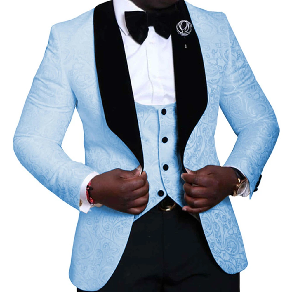 Formal Business Men Suits 3 Pieces Groom Wear Wedding Tuxedos White Lapel Jacket+Vest+Pants Slim Fit Male Clothing Custom Made blazer for men wedding