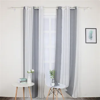 

1Pcs Linen Window Sheer Curtains Semi-Blackout For Living Room Bedroom & Rod Pocket Stripe Pattern Single Panel Voile Curtains