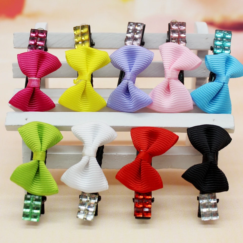 

10 Pcs/lot Cute Hair Clips Baby Pet Dog Cat Polka Dot Bow Pet supplies HTL-19