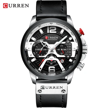 

2020 Watches Mens CURREN Top Brand Luxury Sports Watch Men Fashion Leather Wristwatch with Calendar For Men Black Male Clock