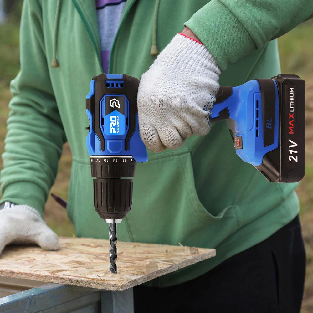 20V/21V Brushless Electric Drill 40NM/45NM Cordless Screwdriver Li-ion Battery Mini Electric Power Drill 5pcs Bit By PROSTORMER