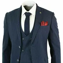 Мужские 3 шт булавка полоса двубортный 1920's мафия костюм на заказ размера плюс