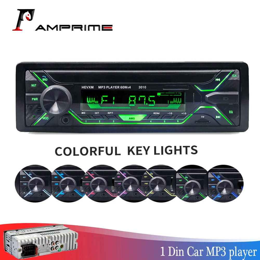 AMPrime Авто Радио 1 din 12V Bluetooth стерео аудио MP3 плеер FM радио приемник Поддержка Aux вход
