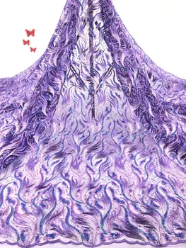 

African sequins Lace Fabrics 2019 High Quality Lace Nigerian Tulle Lace Fabric 5yards French Net Lace Fabric JIAJIAOC032