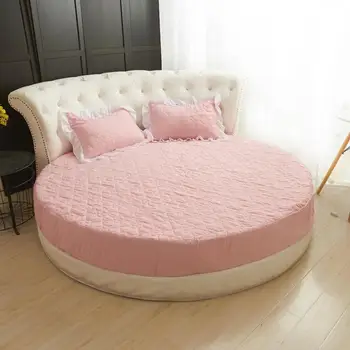 

40 100%Cotton Round bed Fitted Sheet set Pink Green Bed Sheets with Elastic Rubber Bedspread Quilted cotton Mattress cover
