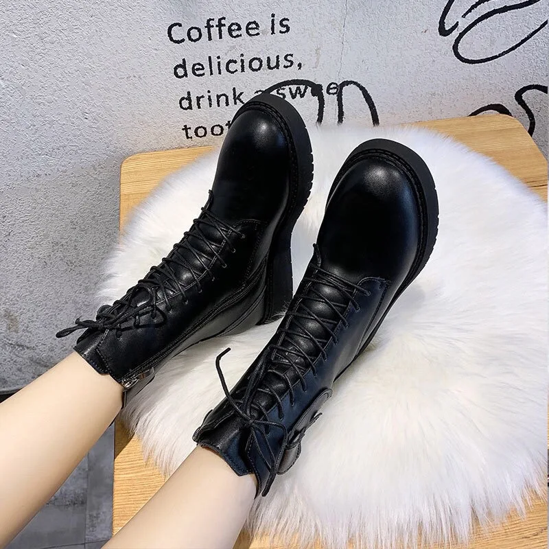 

Genuine Leather Martin Boots Women's 2019 New Style Autumn And Winter Online Celebrity Versatile Boots Cotton-padded Shoes with