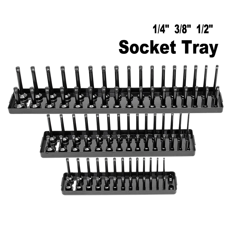 

6pcs Socket Organizer Tray Rack Storage Holder Tools Metric SAE 1/4 3/8 1/2 .