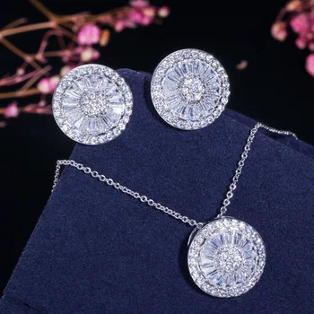 

LUALA Top Quality CZ Crystal Women Fashion Jewellery Shiny Round Cubic Zircon Necklace and Earring Jewelry set T039