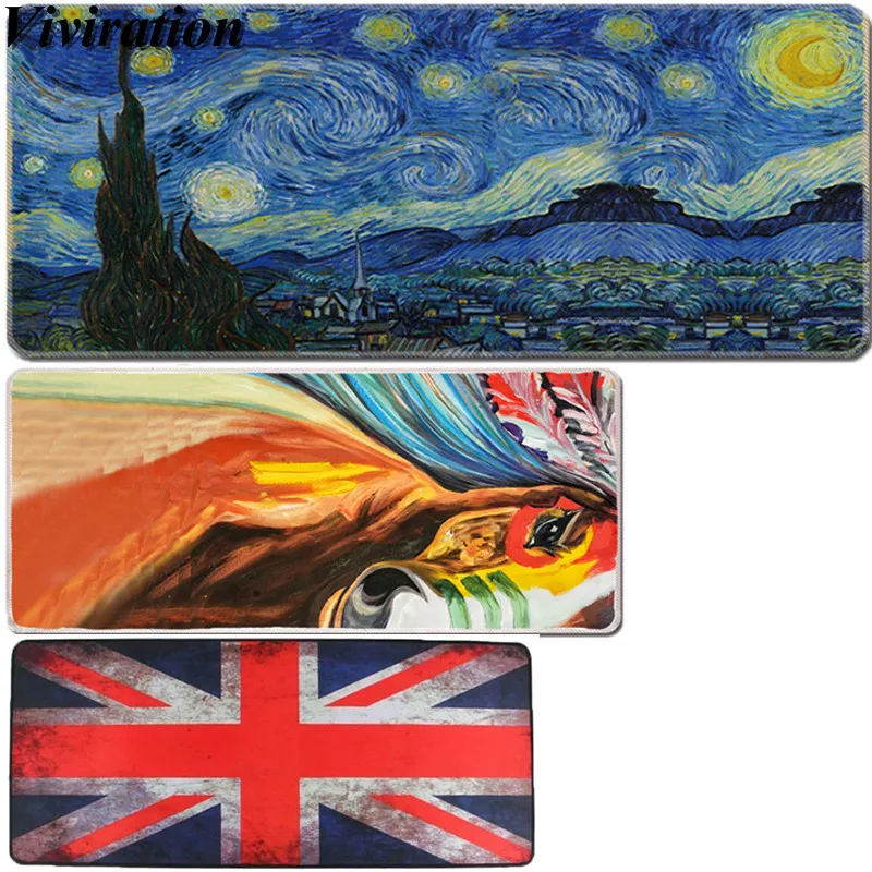 Van Gogh Prints Locked Edge Gaming Mouse Pad 90x40cm Desk Mat For Diablo World of Warcraft Dota 2 C
