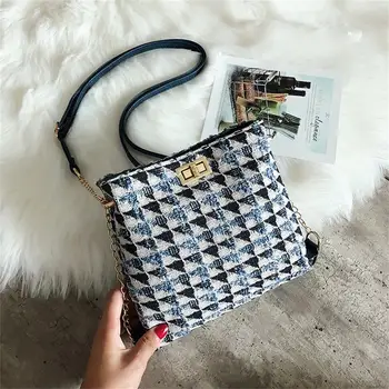 

Fashion Plaid Chain Cross Body Bags For Women 2019 Casual Women Messenger Bag Luxury Leather Handbags Ladies Shoulder Bags #15
