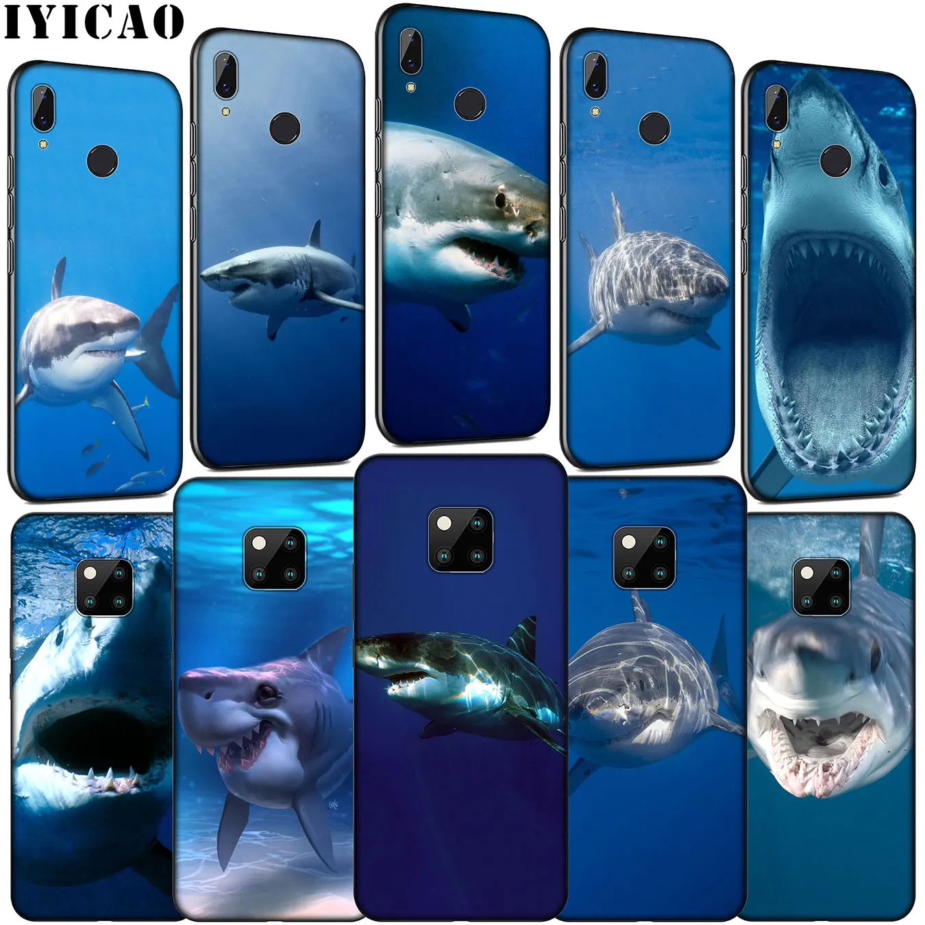 IYICAO seas and oceans Selachimorpha Soft Silicone Phone Case for Huawei Mate 30 20 10 Pro Nova 5i 4 3 3i 2i 2 Lite Black Cover |