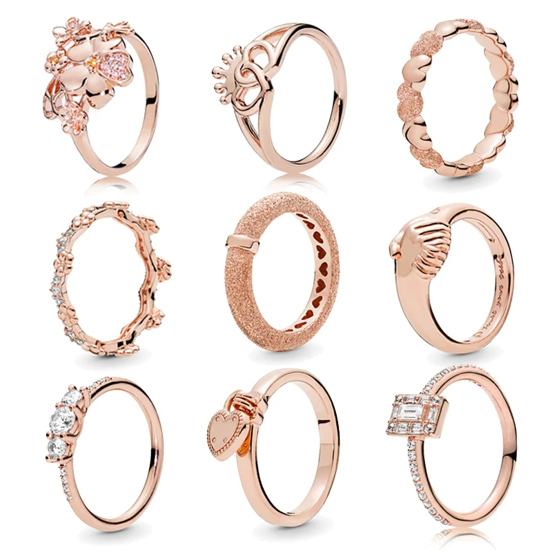 

2019 New 925 Sterling Silver Rose Love Lock Ring Luminous Ice For Women Wedding Party DIY Pans Jewelry Birthday Gift