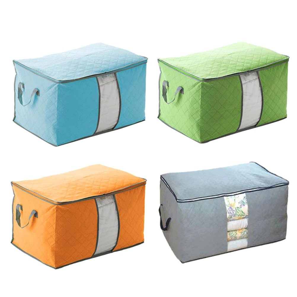 

Bamboo Charcoal Large Durable Foldable Clothes Quilt Pillow Blanket Storage Organizer Zipper Bag Container 44x30x48cm (Grey)