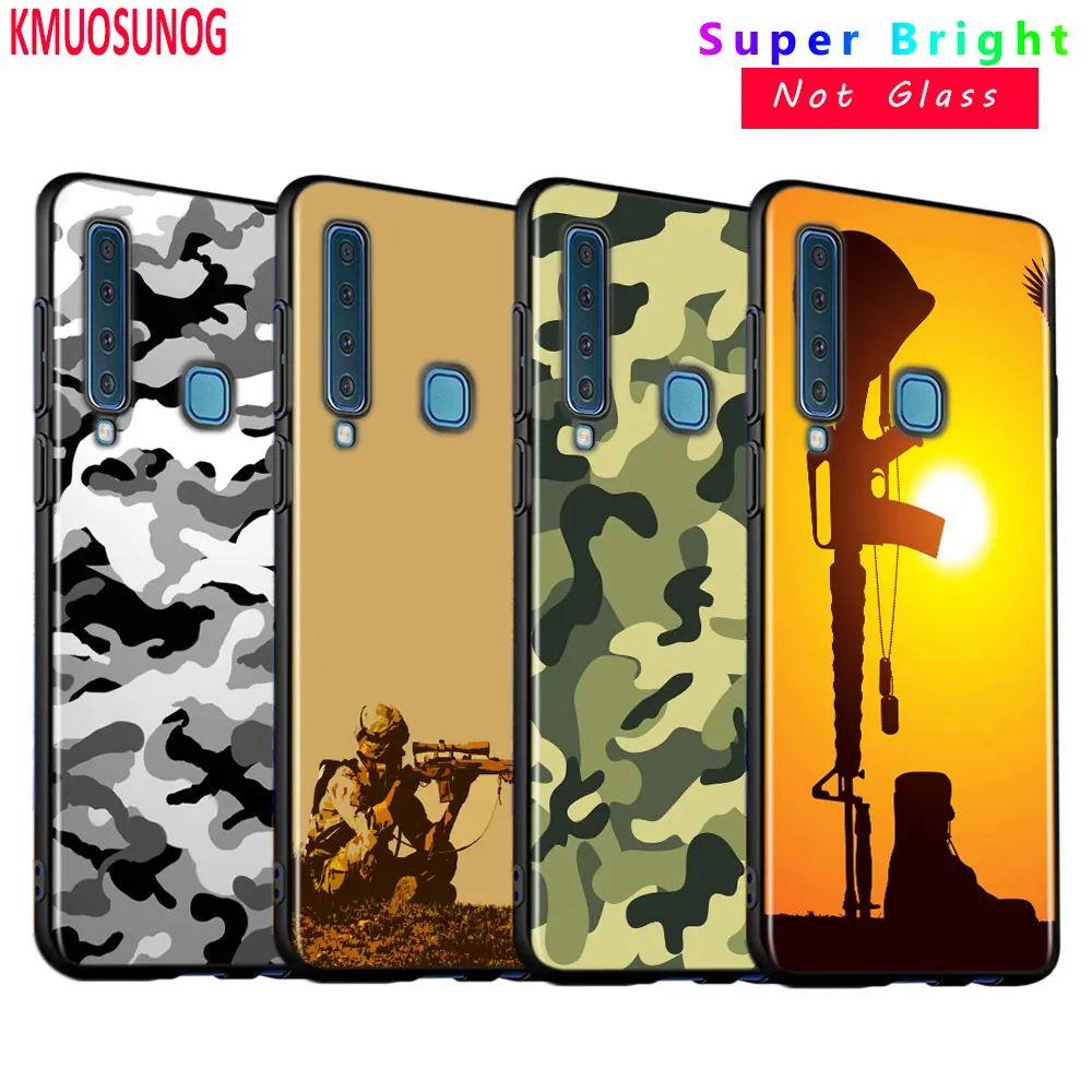 Черный силиконовый чехол с камуфляжным рисунком солдата для Samsung Galaxy A9 A7 2018 A8 A6 Plus