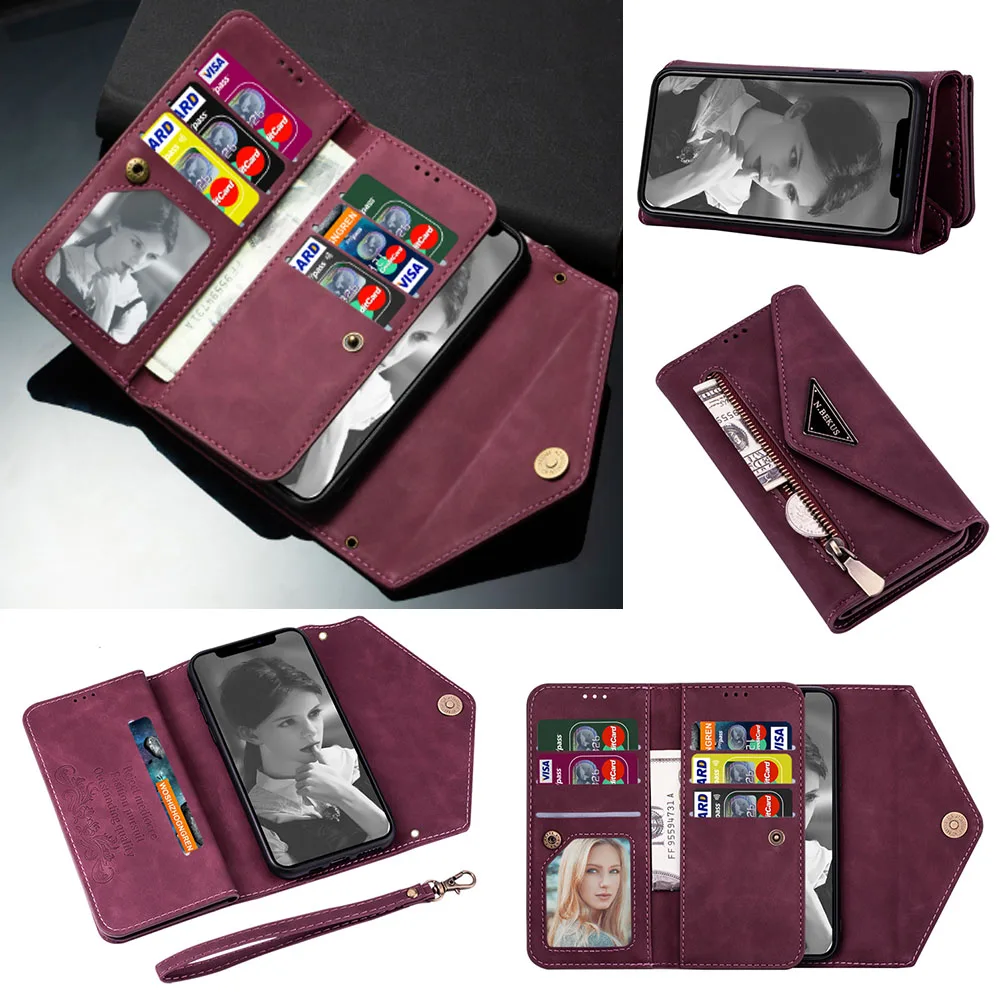 Luxury Leather Wallet Zipper Flip Multi-card slot Wallet For Redmi Note 7/Note8/Note9/Note 10 Leather Shell Phone Bag Case Cover