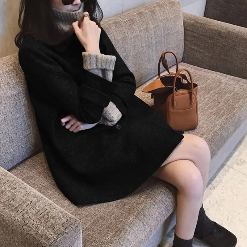 

Korea Version 2019 autumn and winter new style wool coat jacket women's popular Doll Collar Outerwear woolen coat