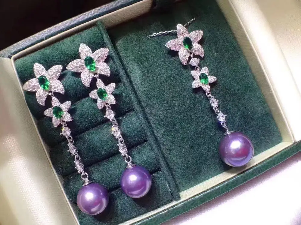 

Gorgeous Flower 925 Sterling Silver Pendant and Earrings Set Mountings Findings Jewelry Set Parts Fittings for Pearls Beads