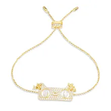 SLJELY Твердые стерлингового серебра 925 пробы желтого золота цвет милый кот браслет Мозаика Циркон Регулируемая цепь Женская мода вечерние ювелирные изделия