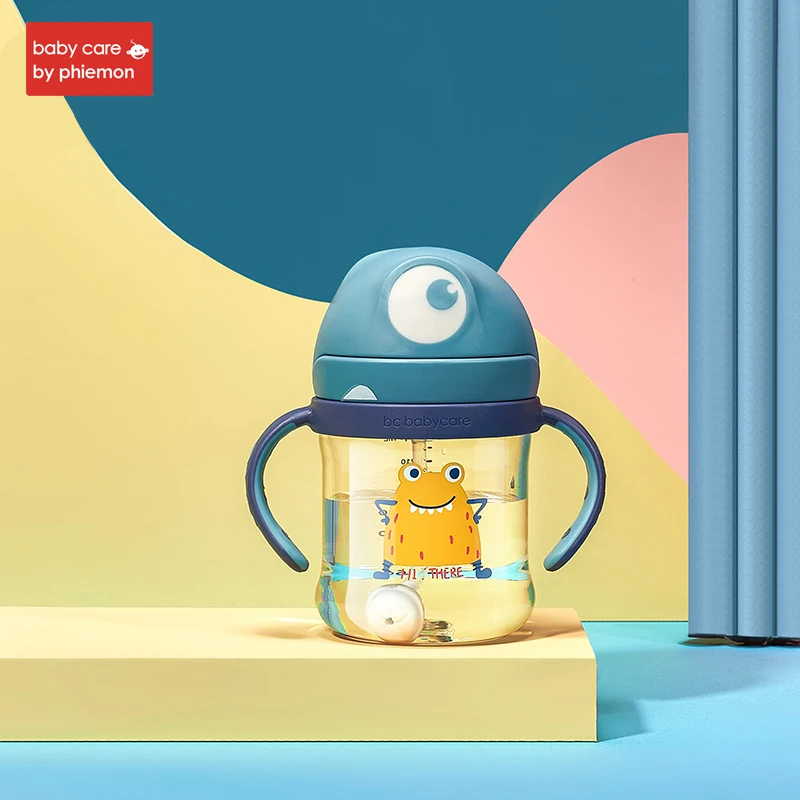 Babycare/Детская Бутылочка для питья PPSU, противопадающая, детская соломенная бутылочка с ручкой для кормления младенцев - Цвет: Grylan-240ml