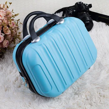 

14 Inch Carrying Practical Suitcase With Strap Solid Cosmetic Bag Small Vertical Striped Case Travel Hard Anti Pressure Simple