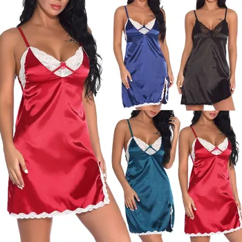 

Stain Sexy Sleepwear For Women Lace Nightgowns Night Dress For Ladies Sexi Lingerie Baby Doll Nightwear Nuisette Femme 2020 New