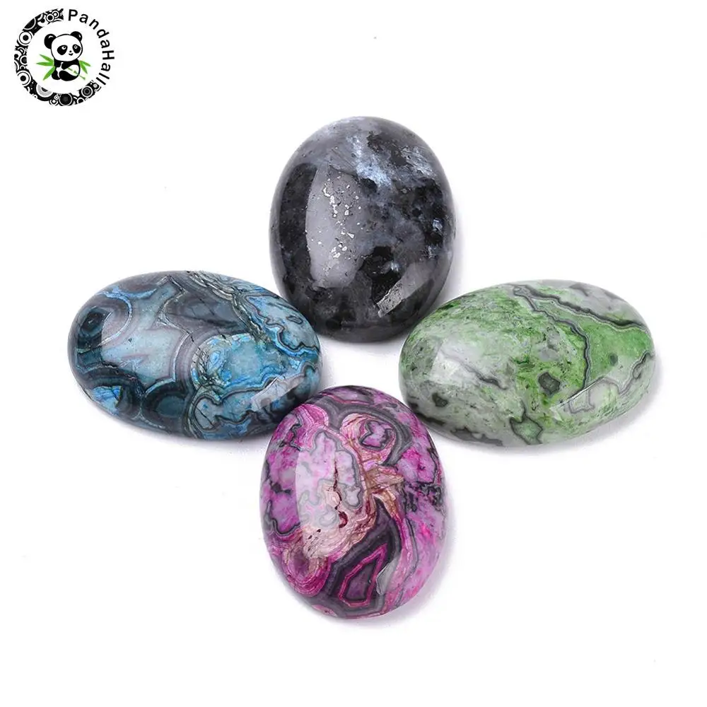 

2pcs Oval Natural Ripple Jasper Cabochons Fit Handmade Jewelry DIY Making for Ring Pendants, Dyed, Size: about 25x18x7~8mm