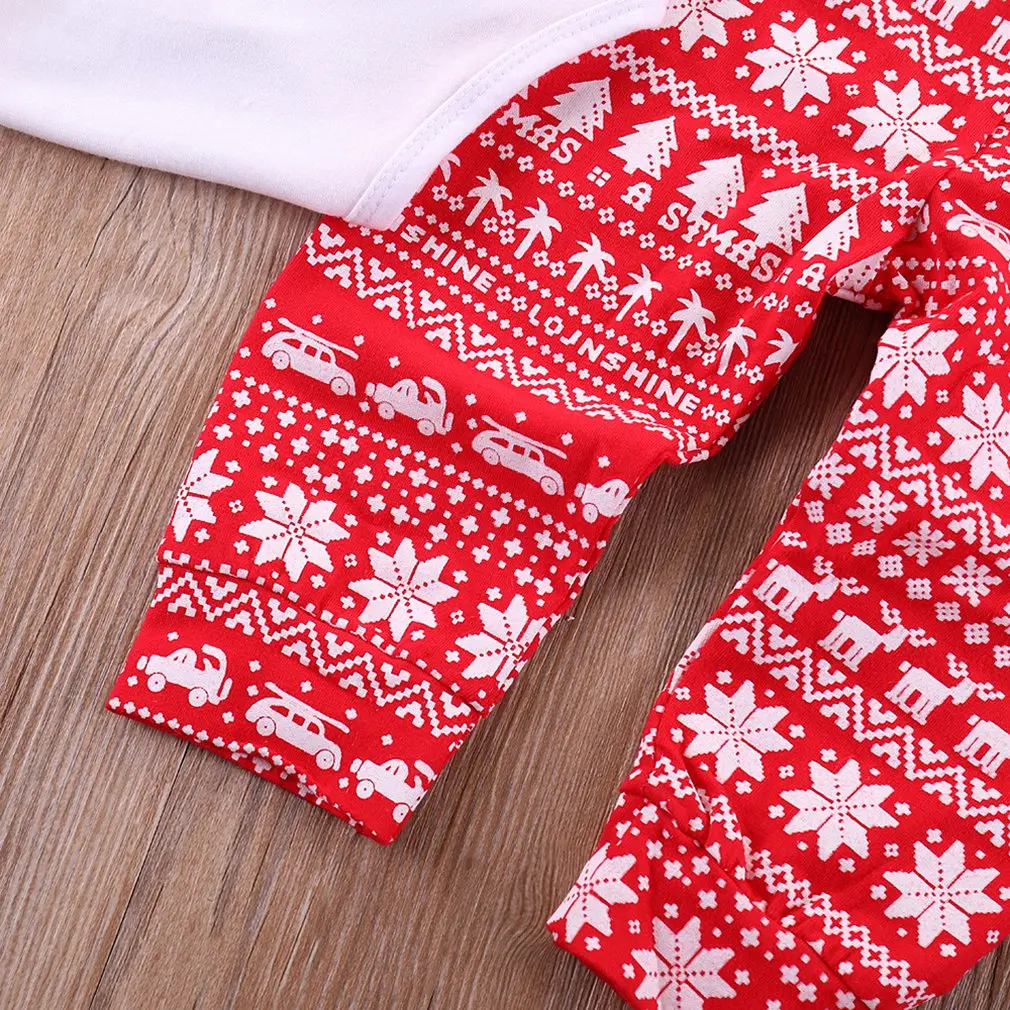 Набор снежинок из трех предметов для маленьких мальчиков и девочек, комбинезон с буквенным принтом, топы с длинными рукавами, штаны, Рождественская одежда с оленями, комплект