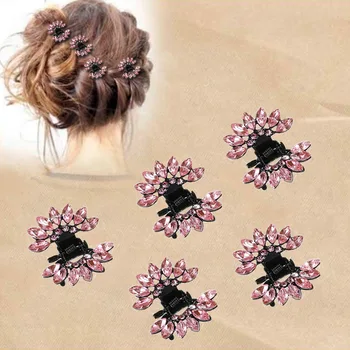 

New 6 Pcs Shiny Hair Clips Wedding Jewelry Headdress For Bride Floral Alloy Crab Hairpin Women Clamps Hair Accessories