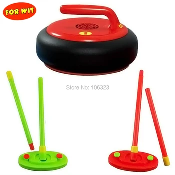 

15 cm Curling Toy, Kids Imitation Athletic Contests Sports Game, Flashing Lights Electric Curling-Table Play on Smooth Surface