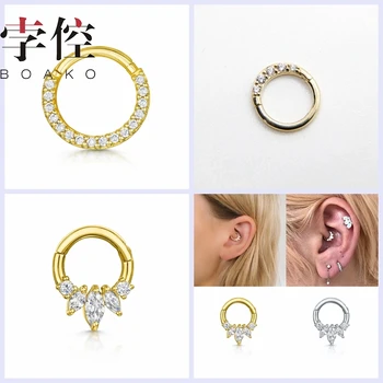 

BOAKO Simple Style Cartilage Piercing Earrings For Women 925 Silver Earrings Hoop Earring Jewelry Zircon Pendientes Brincos