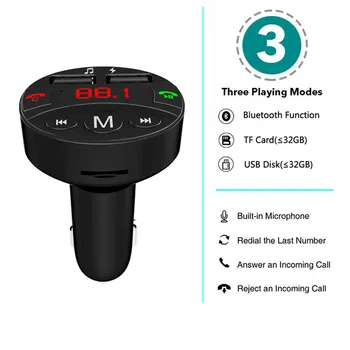 

Hot Bluetooth Car FM Transmitter MP3 Player Dual USB Electronic Radio Power Adapter TF Card Accessories Wireless Charger Audio