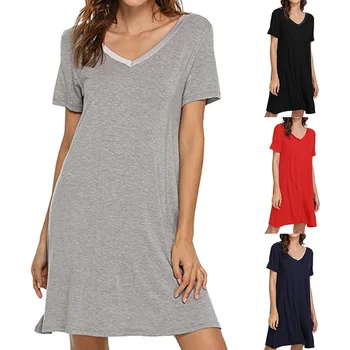

2020 Womens Casual Nightgowns And Sleepshirts Sleepwear Cute Sleep Shirt Printed Night Dress Short Sleeve Nightwear