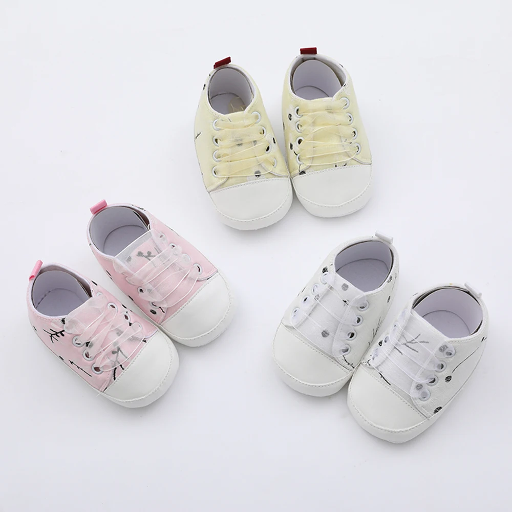 

CYSINCOS 2020 First Walkers Infant Baby Plum Print Canvas Shoes Toddler Girls Spring Autumn Kids Soft Sole Casual Shoes