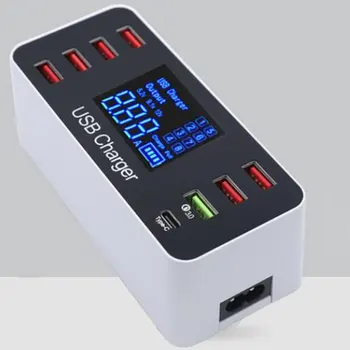 

8 Multi-Port USB Adapter Desktop Wall Charger Smart Quick Charging Station For Mobile Phone Tablet Hub With LCD Display