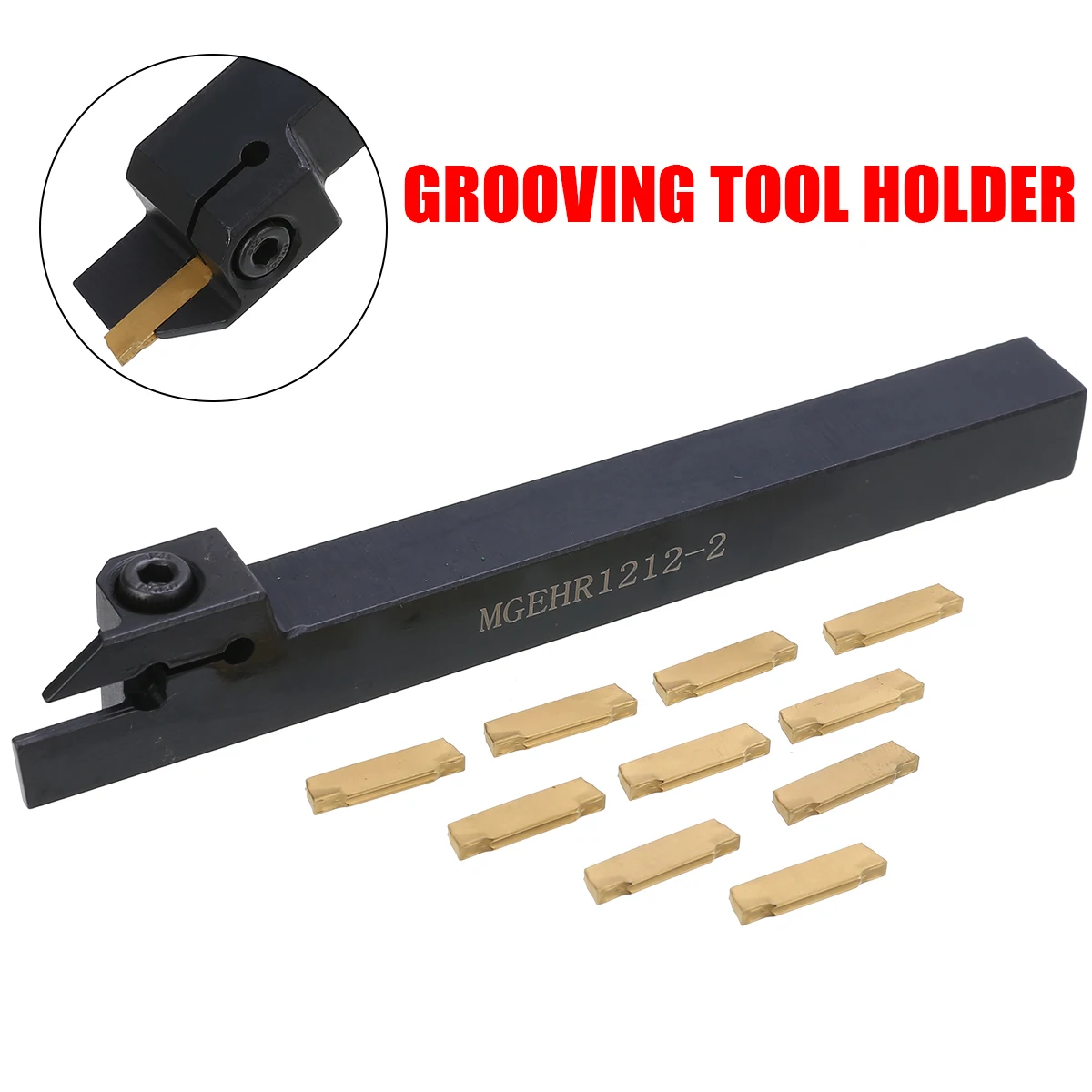 

MGEHR1212-2 External Grooving Cut Off Blade Tool Holder Lathe Parting Turning Tool Holder 10pcs MGMN200 Carbide Inserts L Wrench