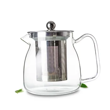 

1x 575ml Heat-Resisting Clear Glass Flower Teapot Coffee Water Tea Pot with Stainless Steel Filter Lid