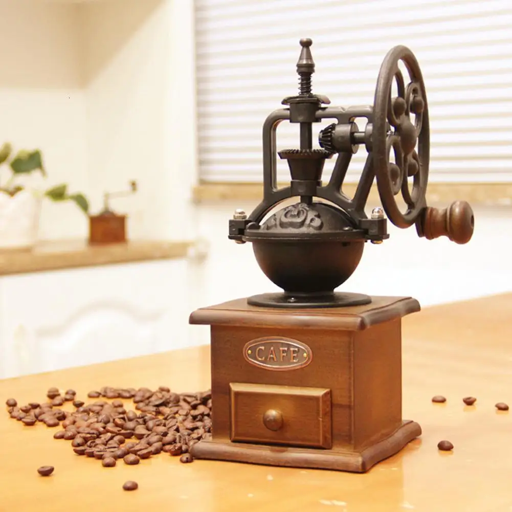 Классическая деревянная ручная кофемолка ручная нержавеющая сталь ретро кофе специи мини-мельница с высококачественной керамической Millston