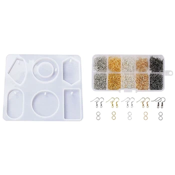 

1x DIY Earrings Silicone Mold Sweater Chain Pendant Necklace & 1150Pcs 5 Colors Open Jump Rings and Earring Hooks